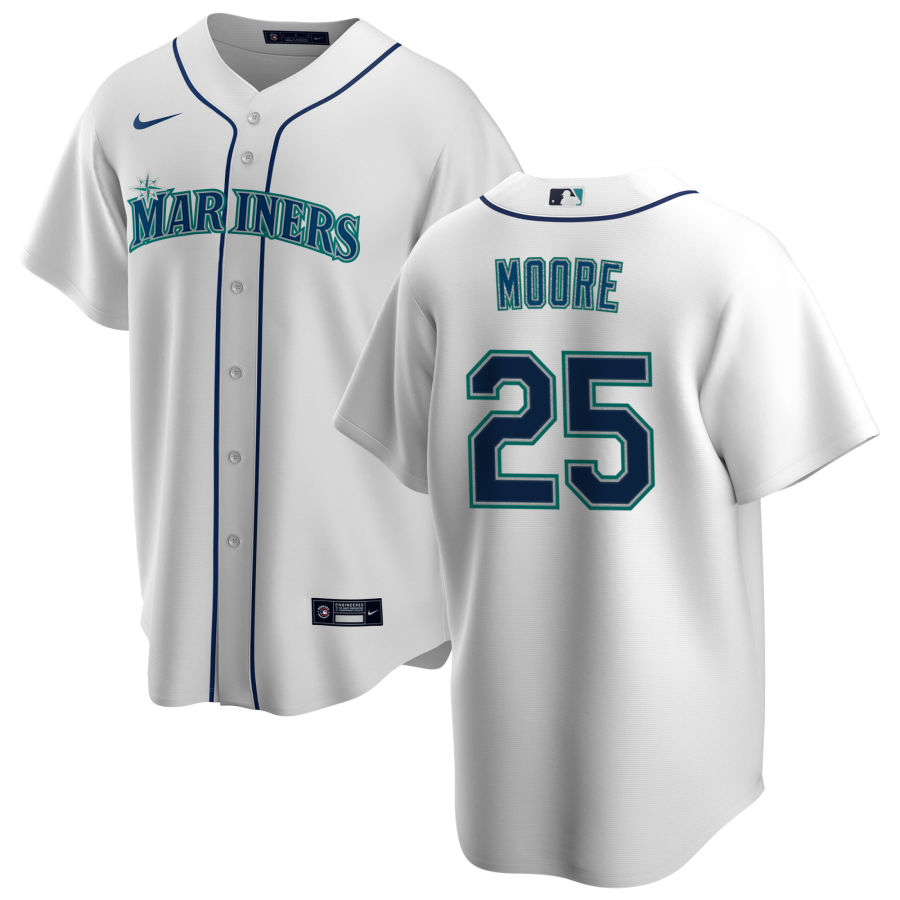 Nike Men #25 Dylan Moore Seattle Mariners Baseball Jerseys Sale-White
